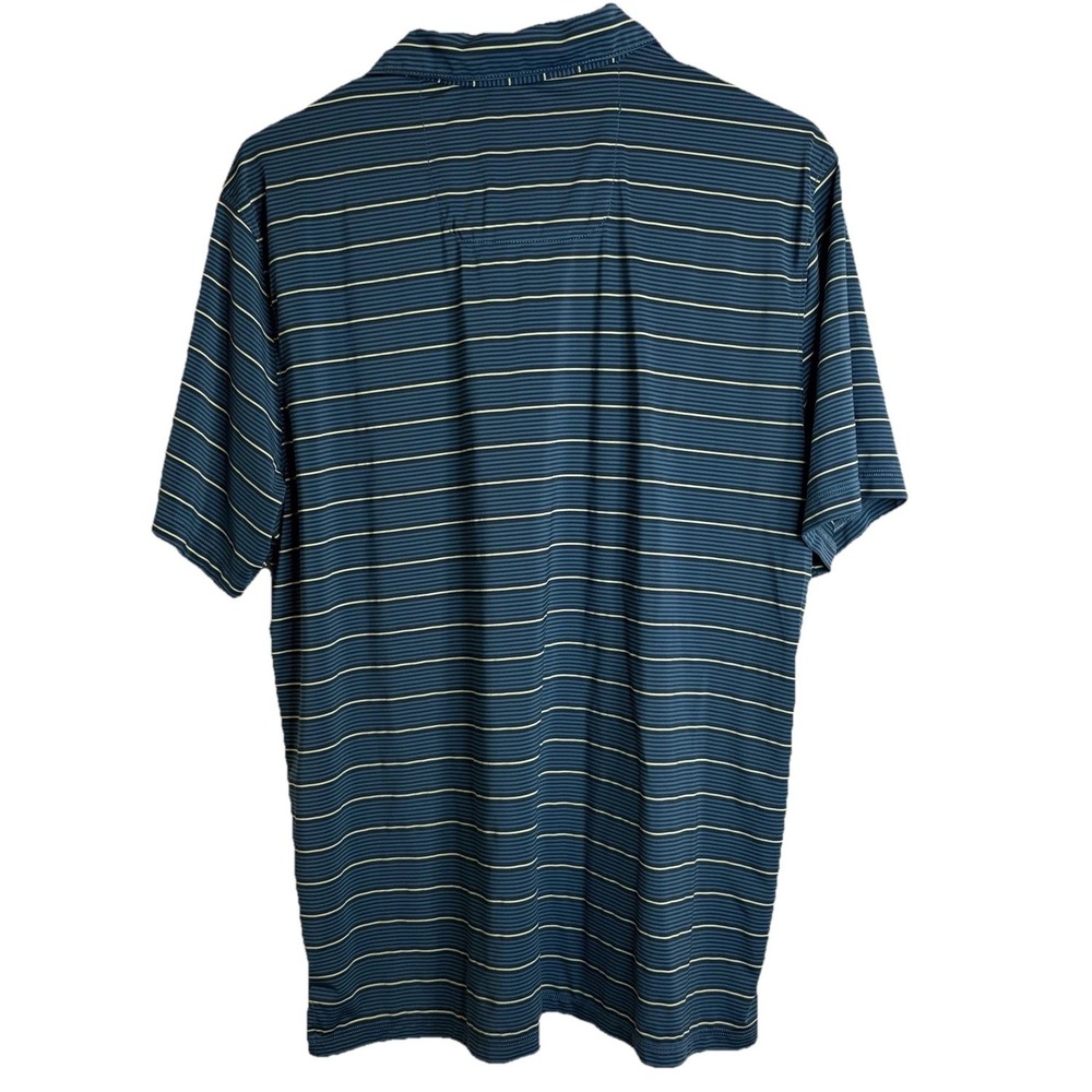 Tommy Bahama Shirt Mens Med Island Zone Blue Yellow Stripe Performance Golf Polo - Picture 2 of 7